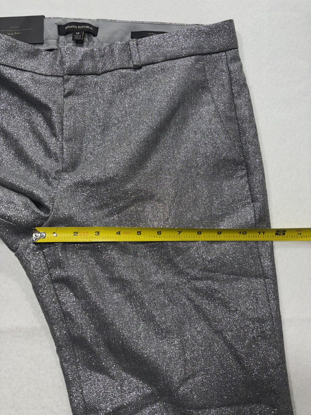 Banana Republic Pants Womens 12 Silver Avery Straight Leg Ankle Glitter Party