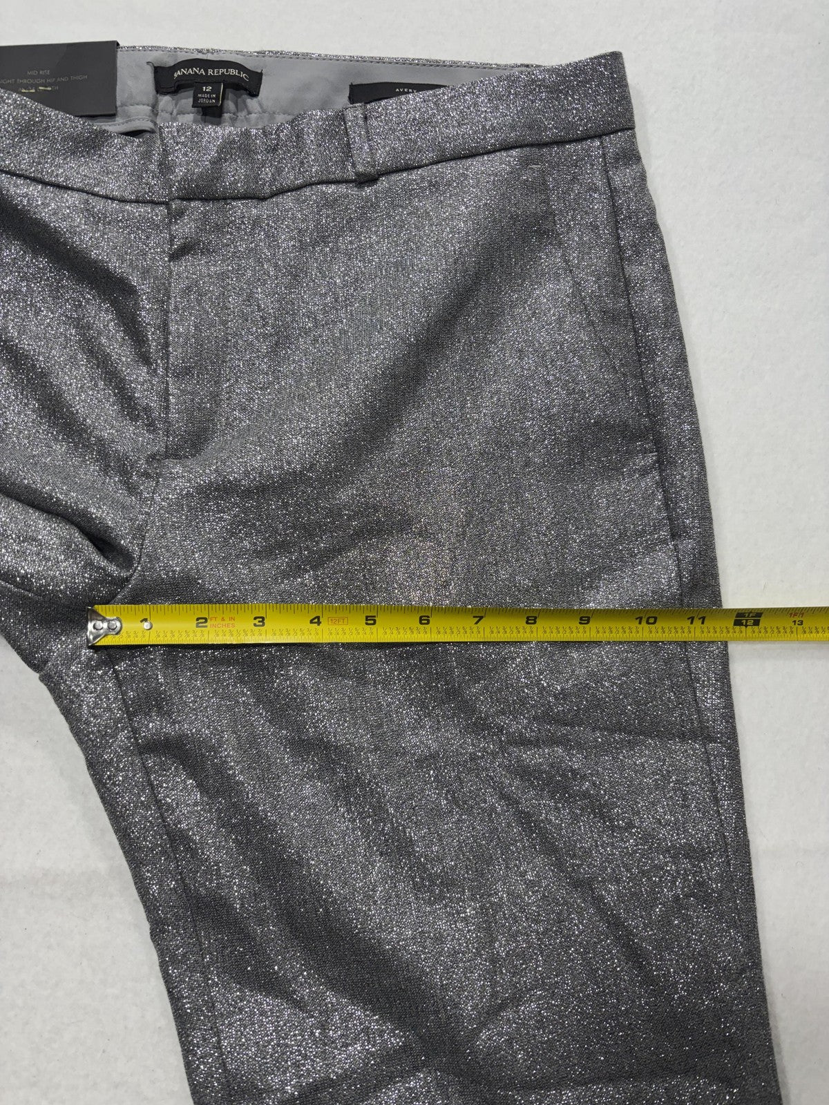 Banana Republic Pants Womens 12 Silver Avery Straight Leg Ankle Glitter Party