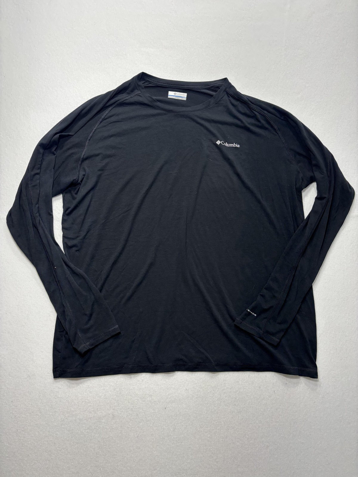 Columbia Shirt Mens 2XL Black Long Sleeve Raglan Stretch Jersey Tee Lightweight