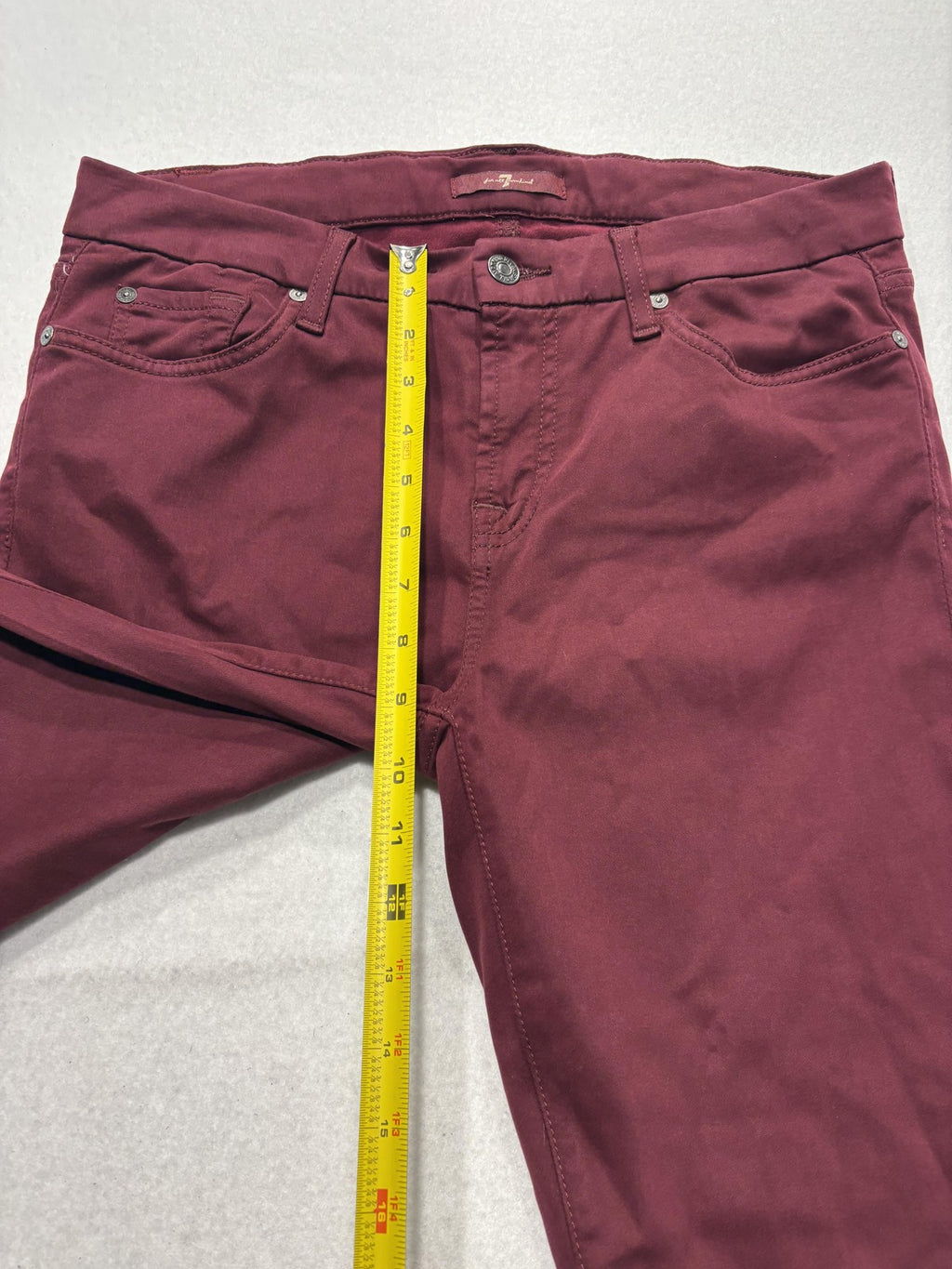 7 For All Mankind Jeans Womens 30 Red Burgundy Skinny Mid Rise Stretch 30x27.5