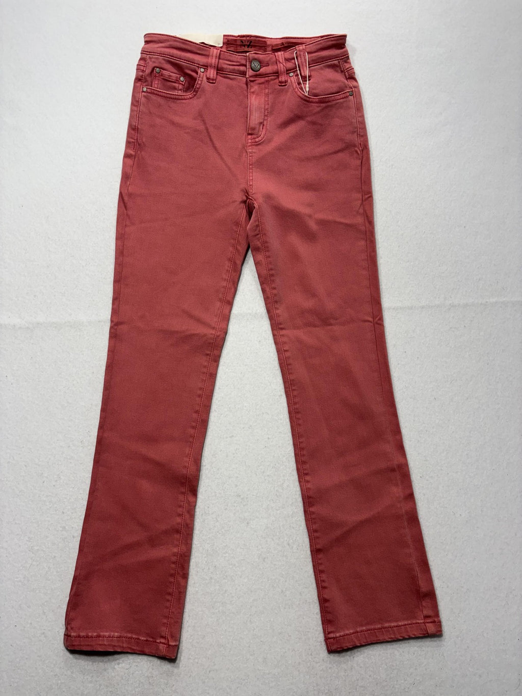 NIC+ZOE Jeans Womens 25 Red Mid Rise Straight Denim NZ Logo 5 Pocket 25x28.5