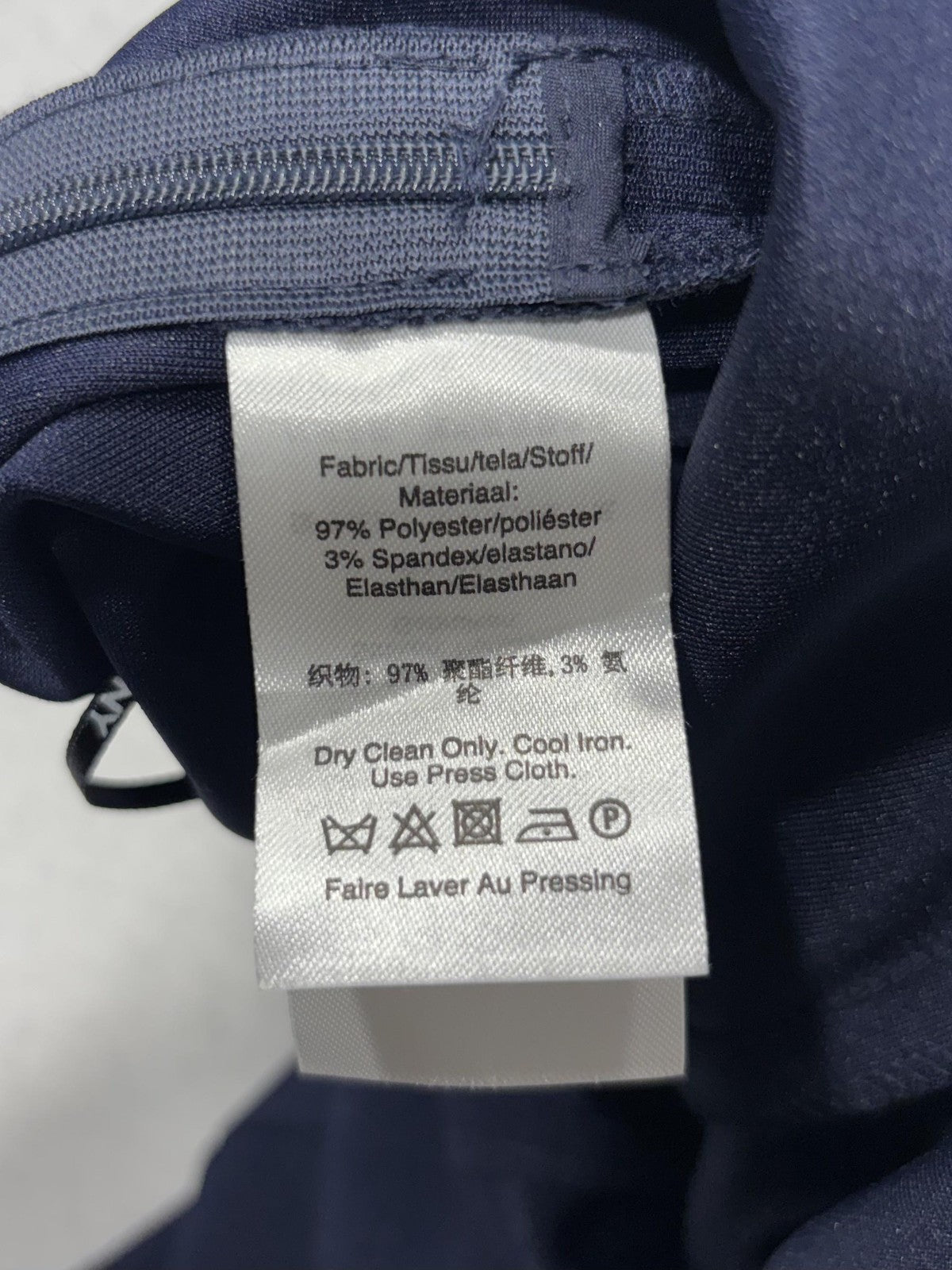 DKNY Dress Pants Womens 16 Blue Twill Wide Leg Stretch Zip Art Basel Work