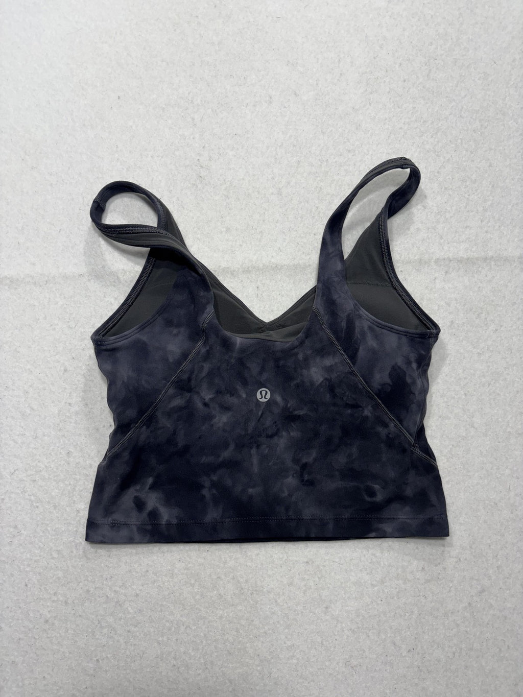 Lululemon Sports Bra Womens 6 Gray Tie Dye Longline V Neck Yoga Athletic Top