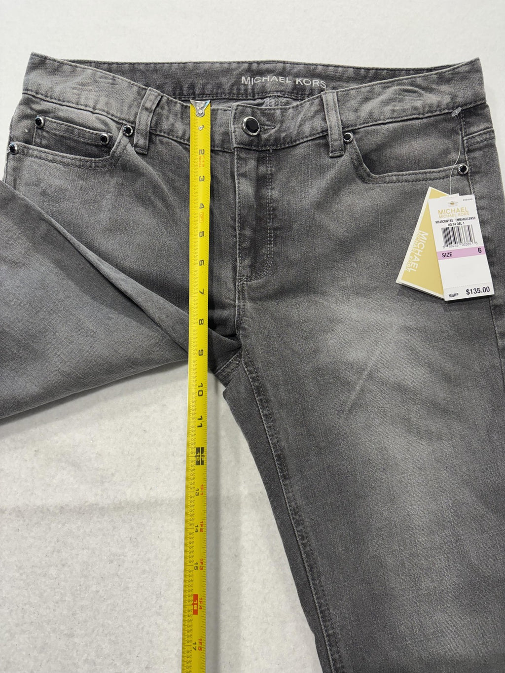 MICHAEL Michael Kors Jeans Womens 6 Charcoal Mid Rise Skinny Lace 30x29.5
