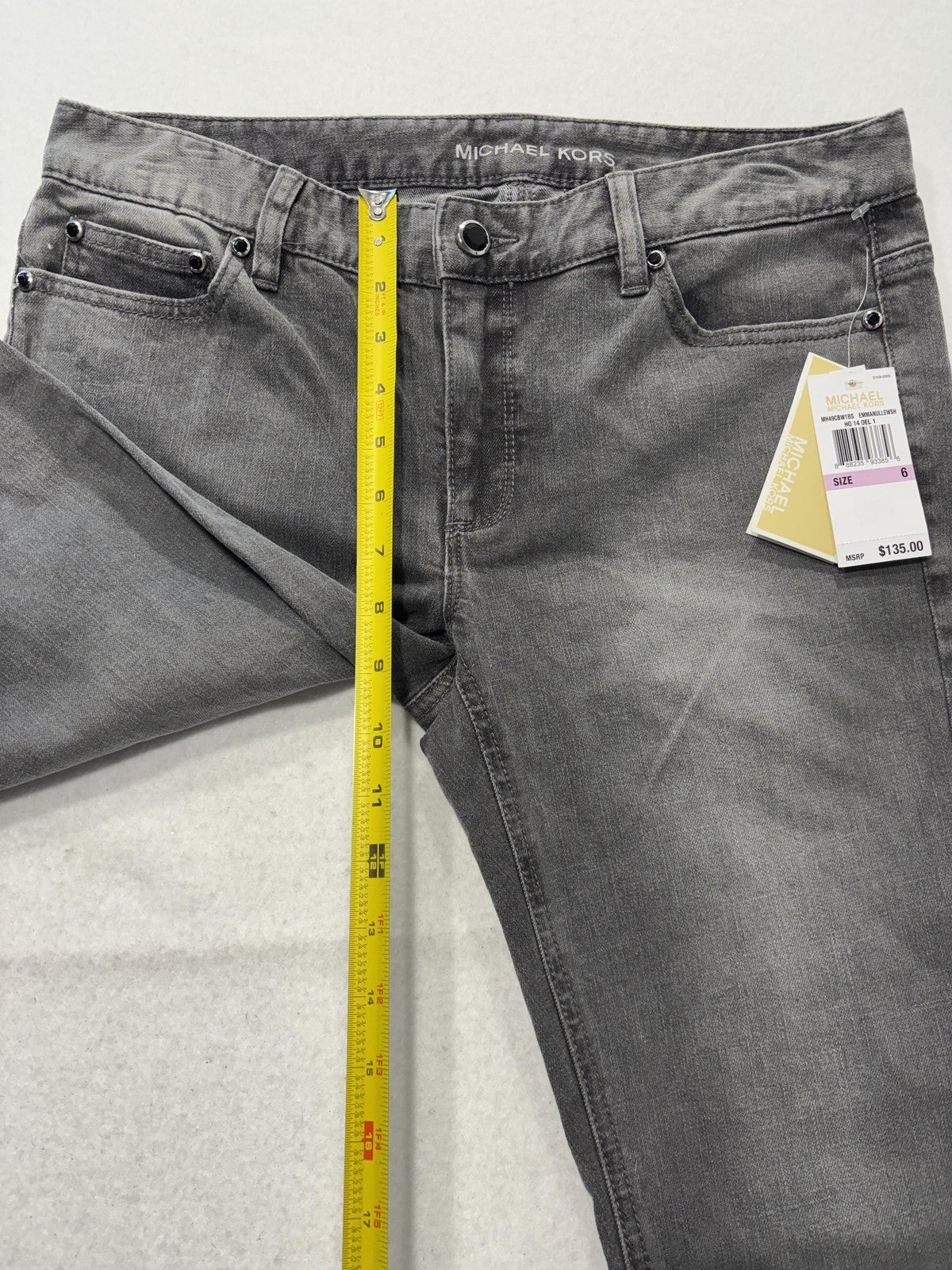 MICHAEL Michael Kors Jeans Womens 6 Charcoal Mid Rise Skinny Lace 30x29.5