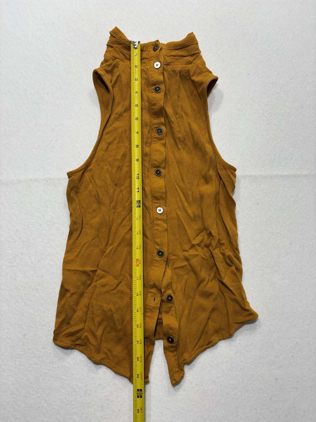 Maeve By Anthropologie Blouse Womens 6 Yellow High Neck Sleeveless Button Tunic