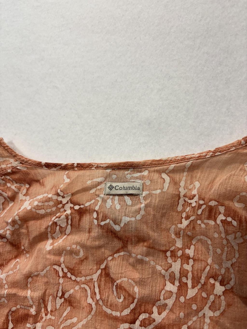 Columbia Blouse Womens Small Brown Paisley 3/4 Sleeve Tunic Button Front Cotton