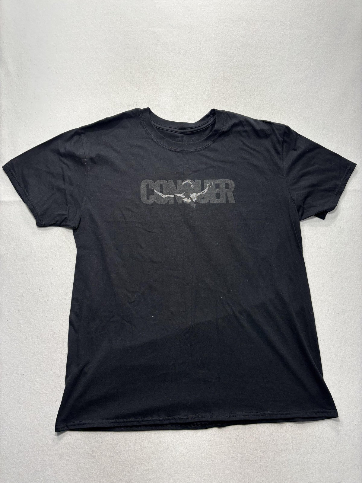 MuscleBox Shirt Mens XL Black Conquer Graphic Tee Fitness Motivational Gym