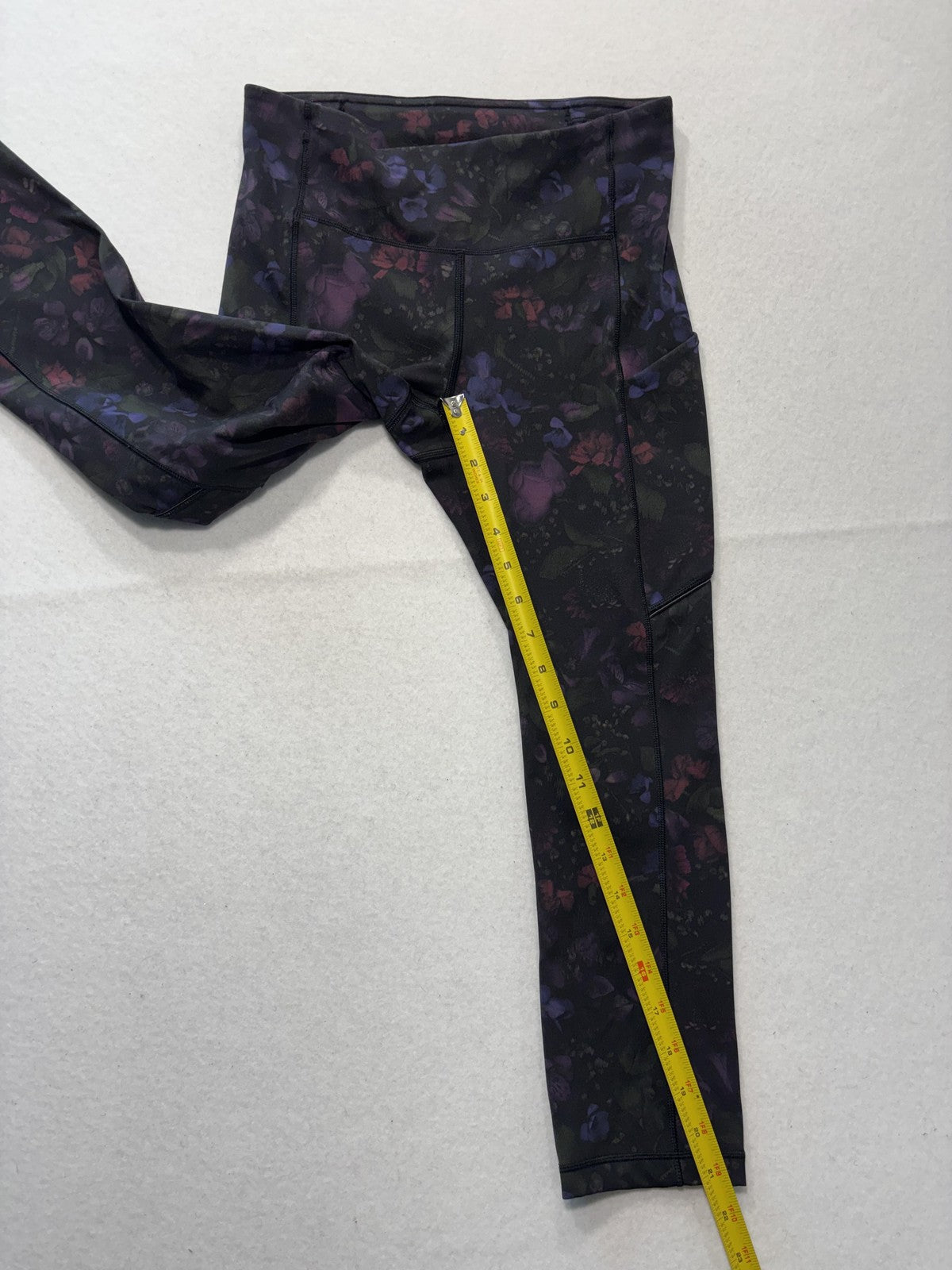 Lululemon Leggings Womens 4 Black Floral High Rise Pocket Ankle Stretch Athletic