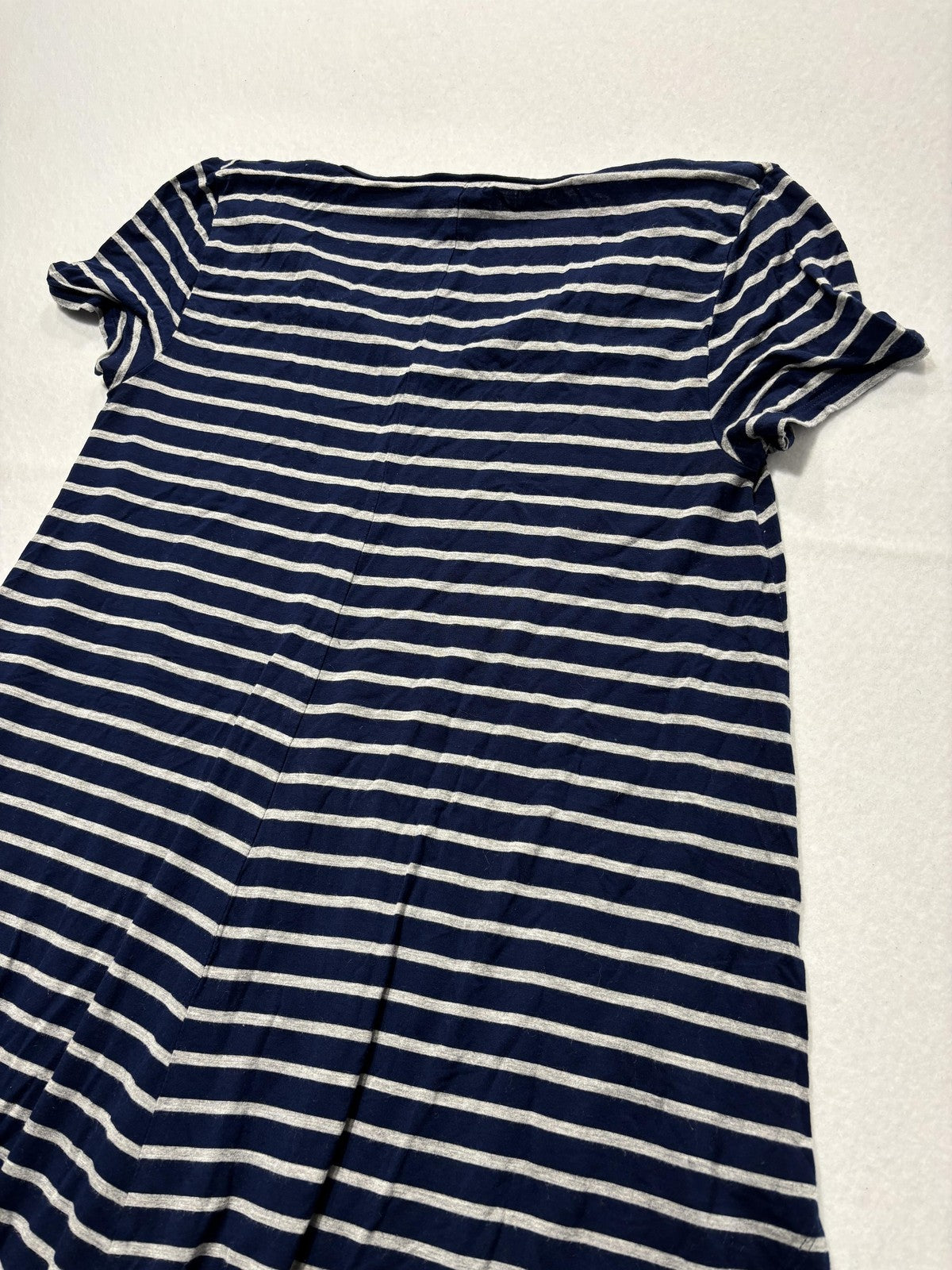 Cremieux T-Shirt Dress Womens XS Blue Stripe V Neck Short Sleeve Jersey Stretch