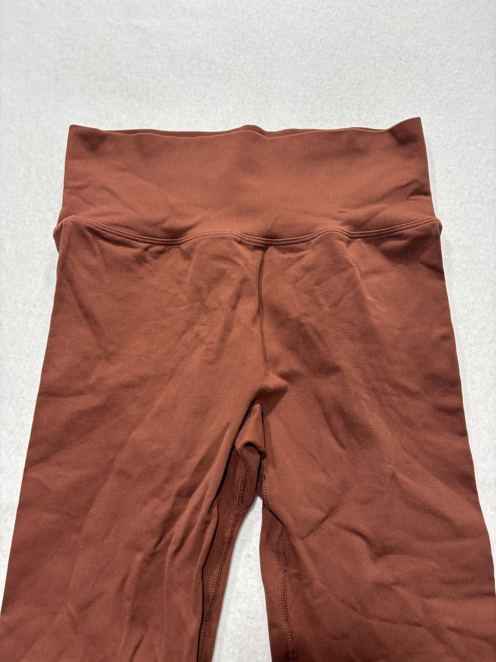 Unbranded Brown High Rise Ruched Back Ankle Leggings Womens M Stretch Athletic
