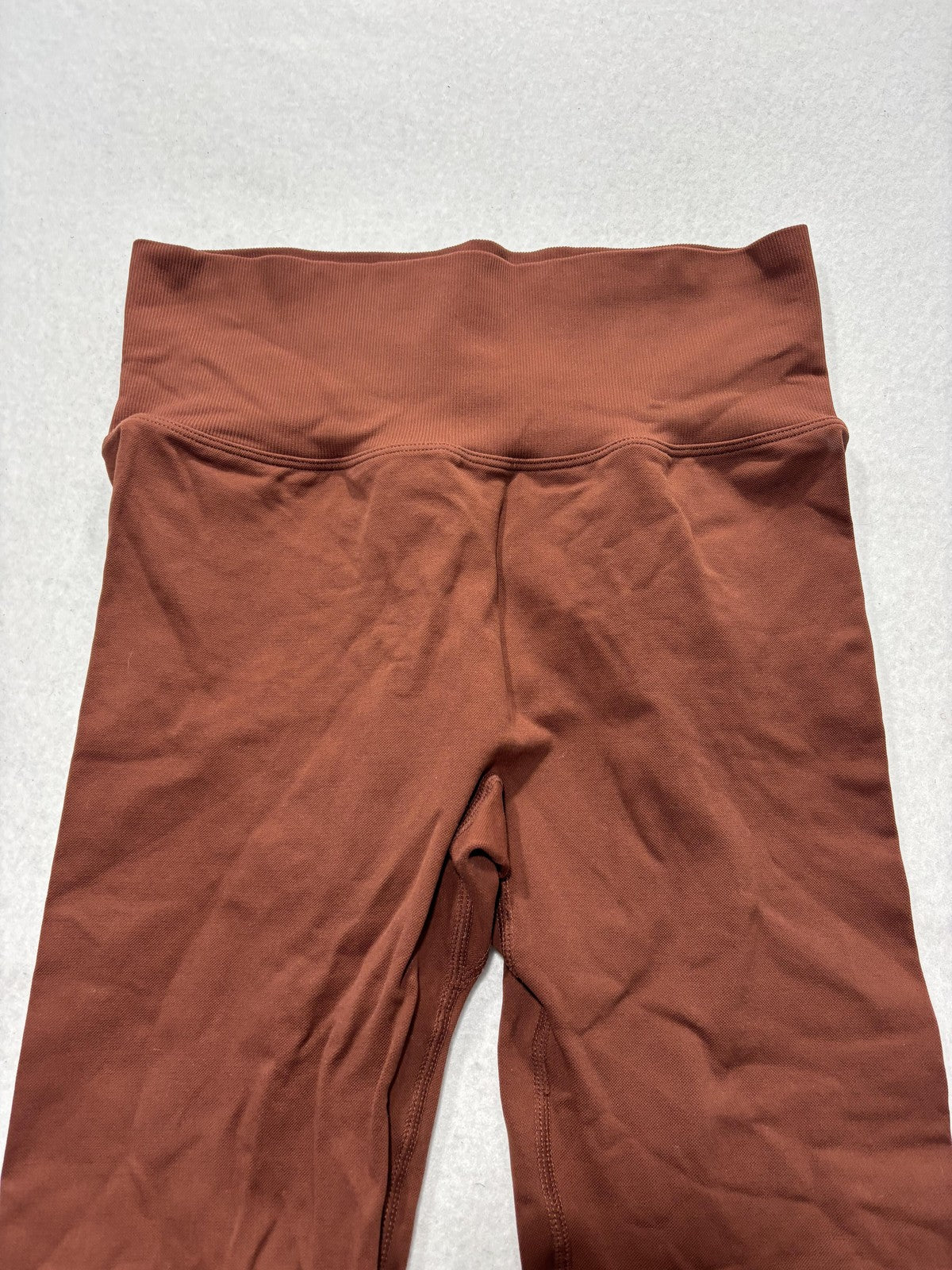 Unbranded Brown High Rise Ruched Back Ankle Leggings Womens M Stretch Athletic