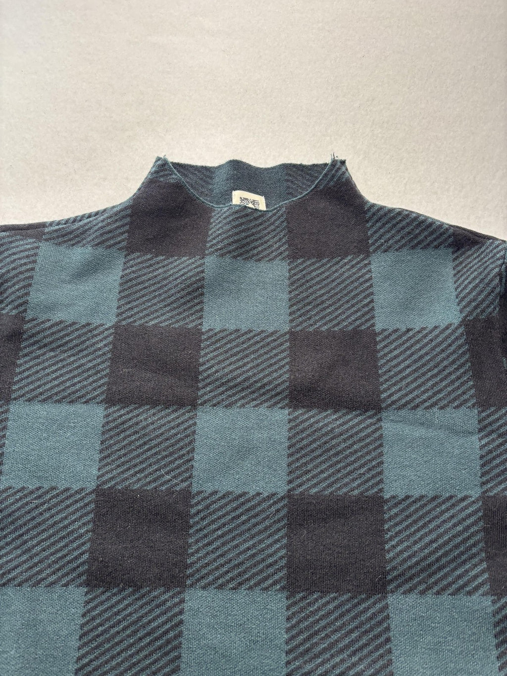 Anne Klein Sweater Womens XL Green Plaid Mock Neck 3/4 Sleeve Knit Pullover