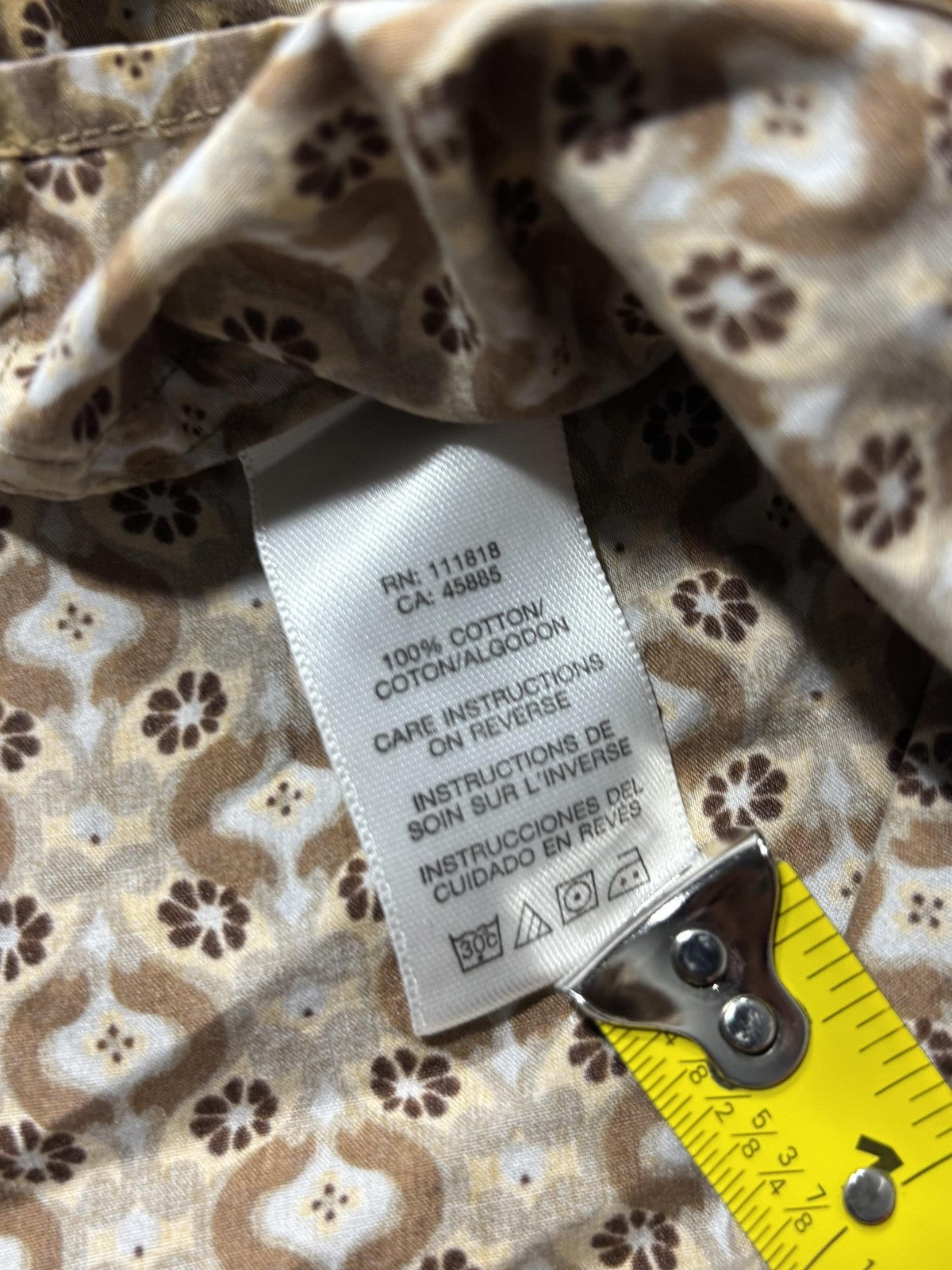 Michael Kors Dress Shirt Mens Large Brown Floral Long Sleeve Tailored Fit
