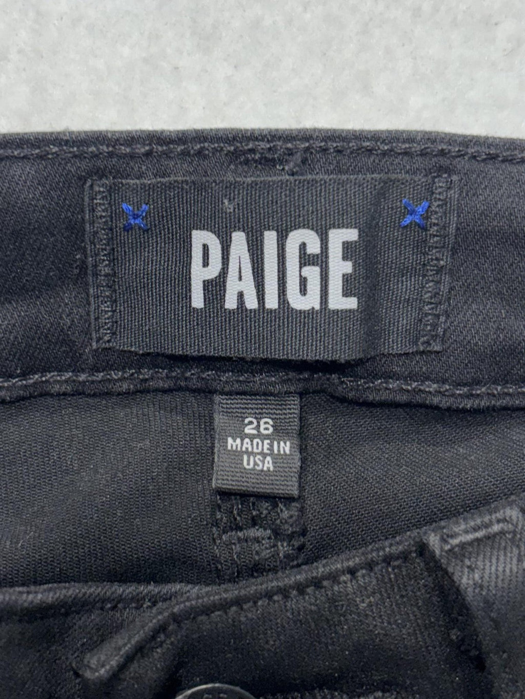 Paige High Rise Edgemont Jeans Womens 26 Black Wash Skinny 26x28 Zip Pockets