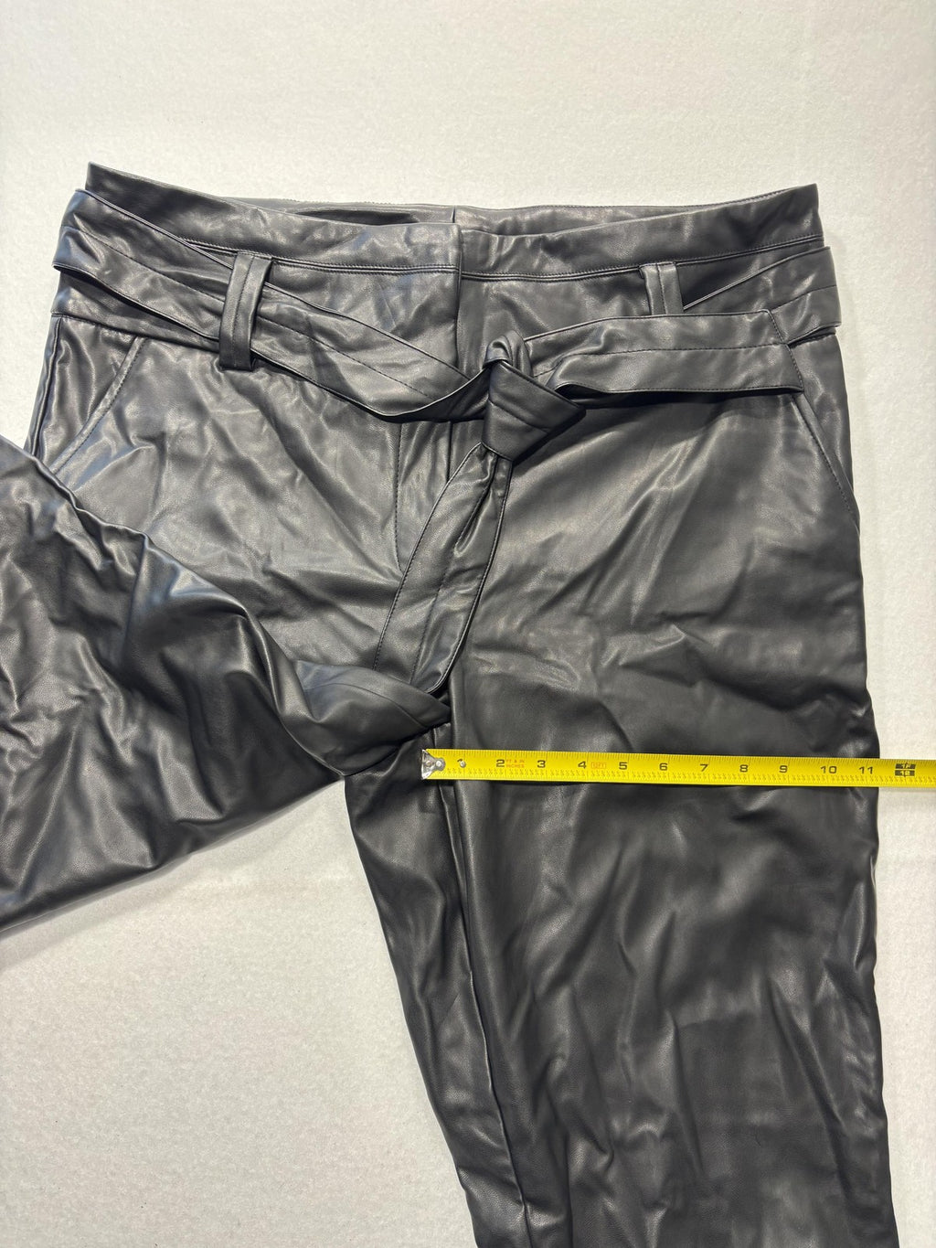 Gabrielle Union Pants Womens 18 Tall Black Faux Leather Jogger Belted Pockets
