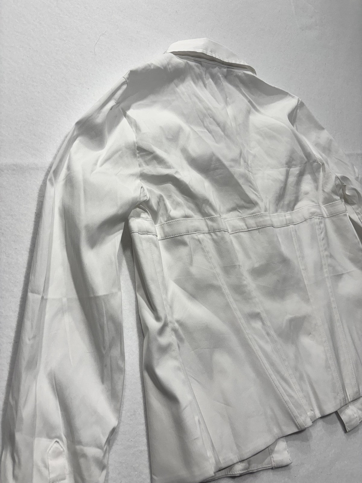 White House Black Market Button Up Shirt Womens 8 White Corset Poplin Top