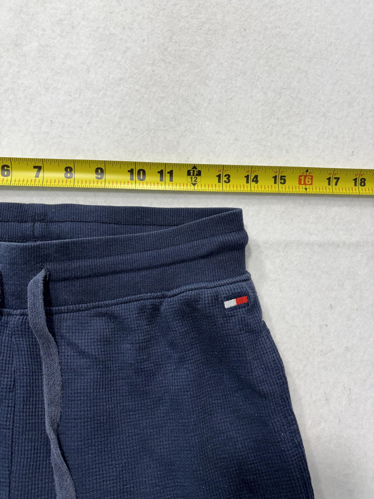 Tommy Hilfiger Lounge Pants Mens Small Blue Thermal Waffle Jogger Cuffed Logo