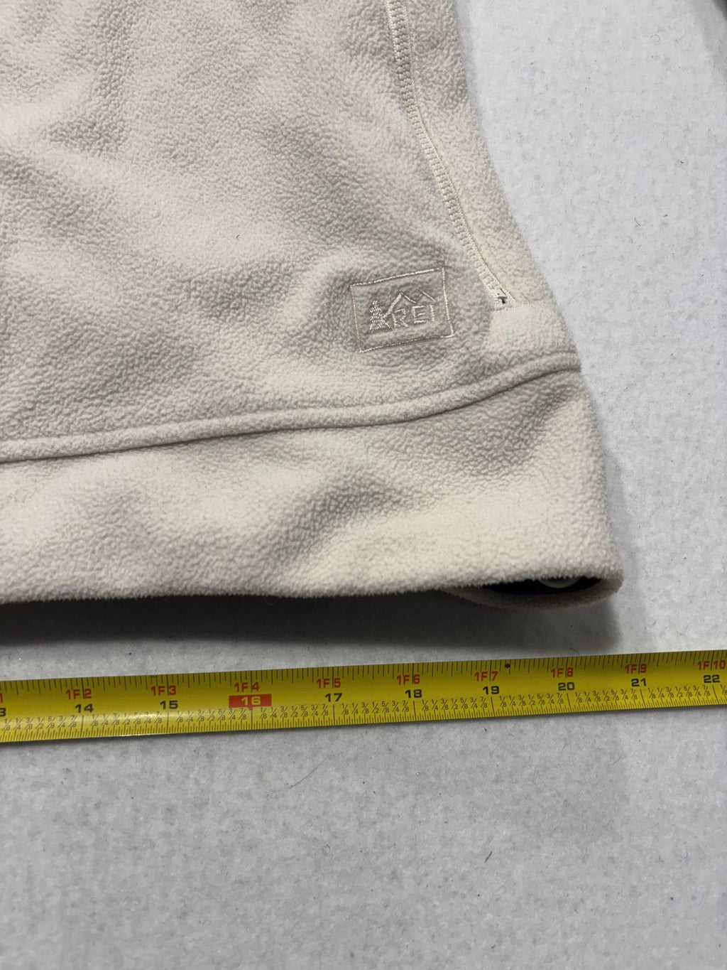 REI Jacket Womens Large White Fleece Full Zip Stand Collar Hiking Casual