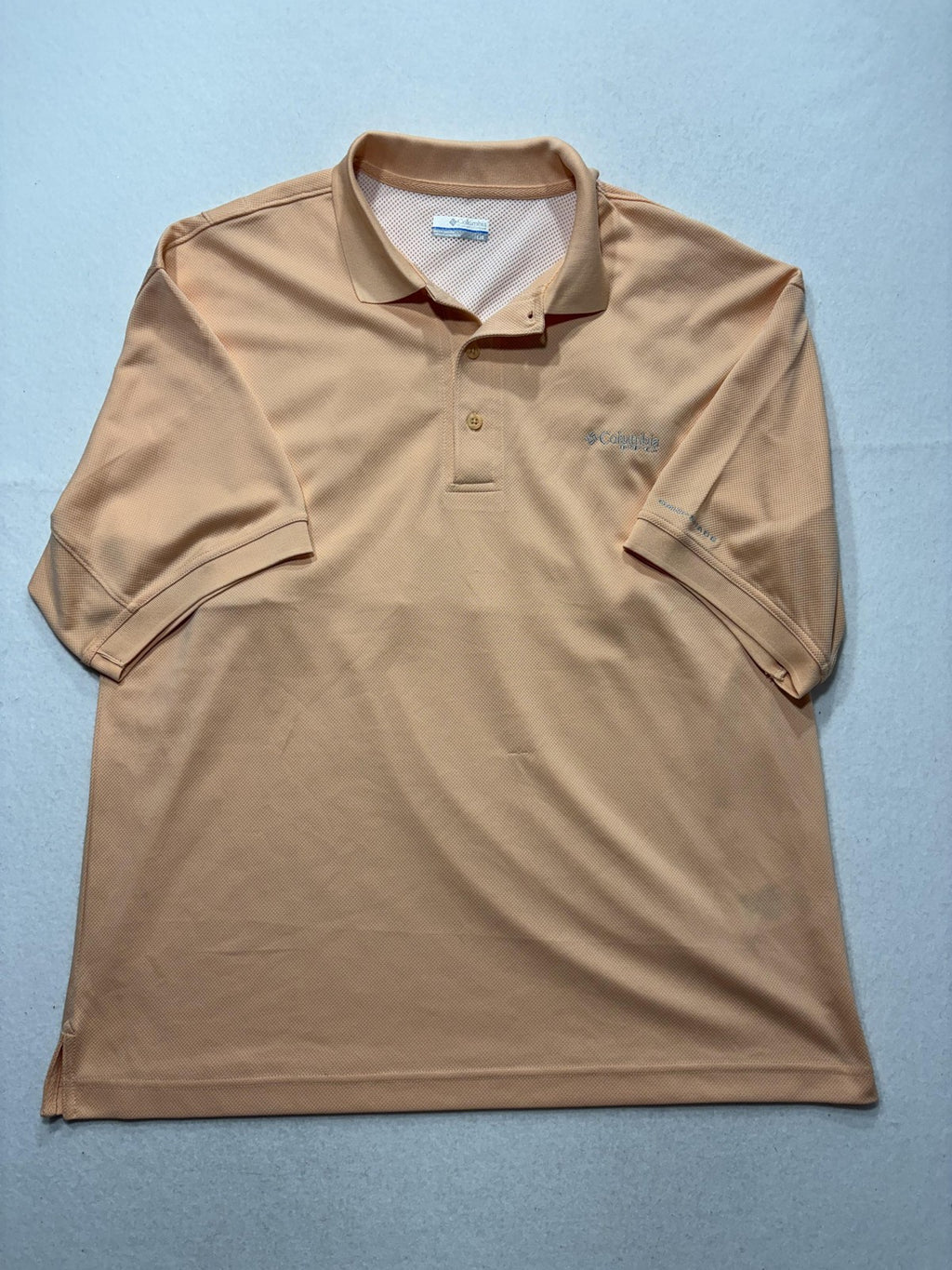 Columbia PFG Omni-Shade Polo Shirt Mens Large Orange Fishing UV Protection