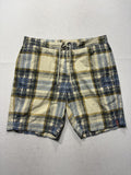 Tommy Bahama Swim Shorts Mens Large Beige Plaid Elastic Waist Lined Lightweight