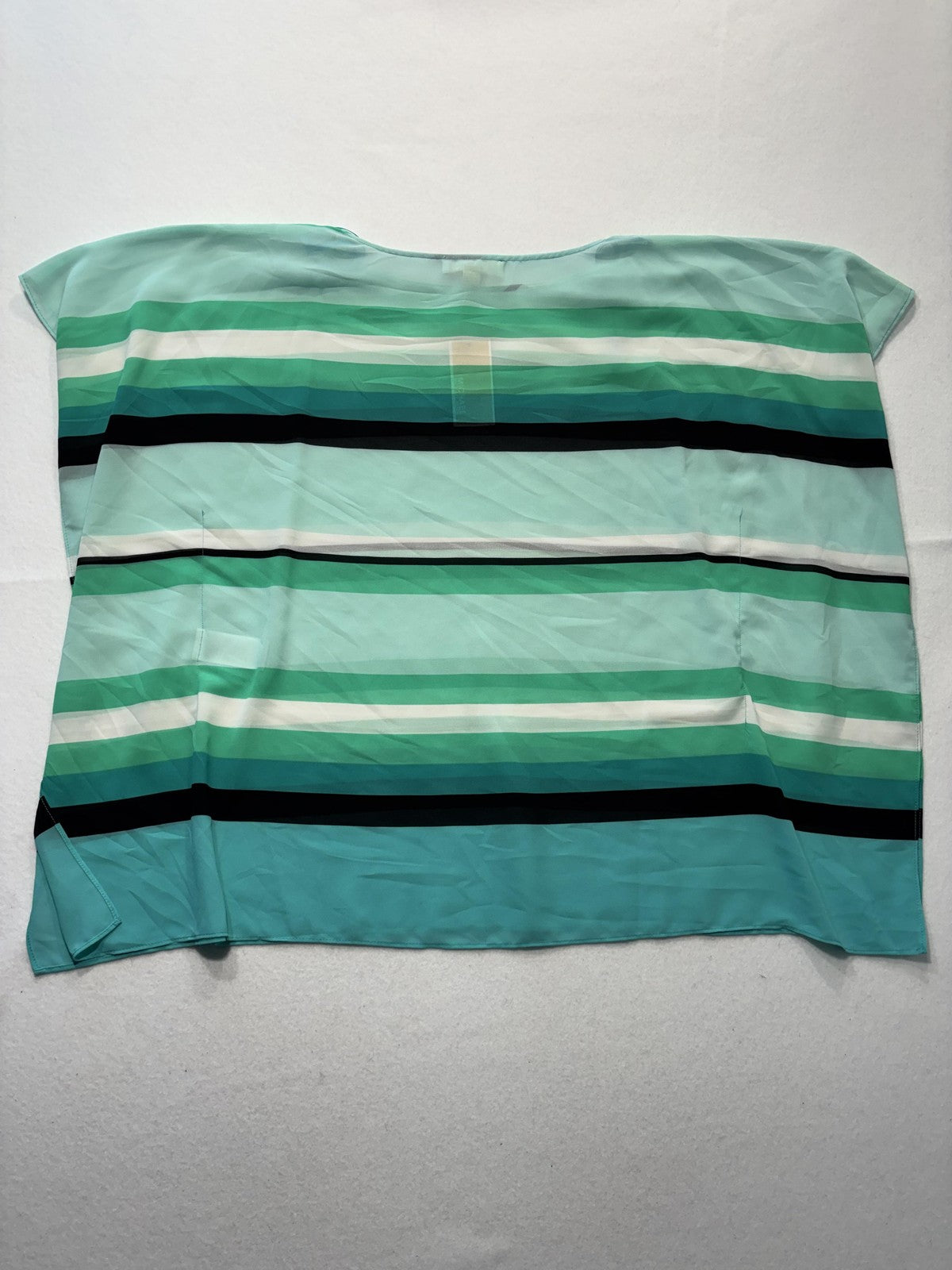 MICHAEL Michael Kors Blouse Womens S/M Blue Stripe Boat Neck Sheer Tunic Top