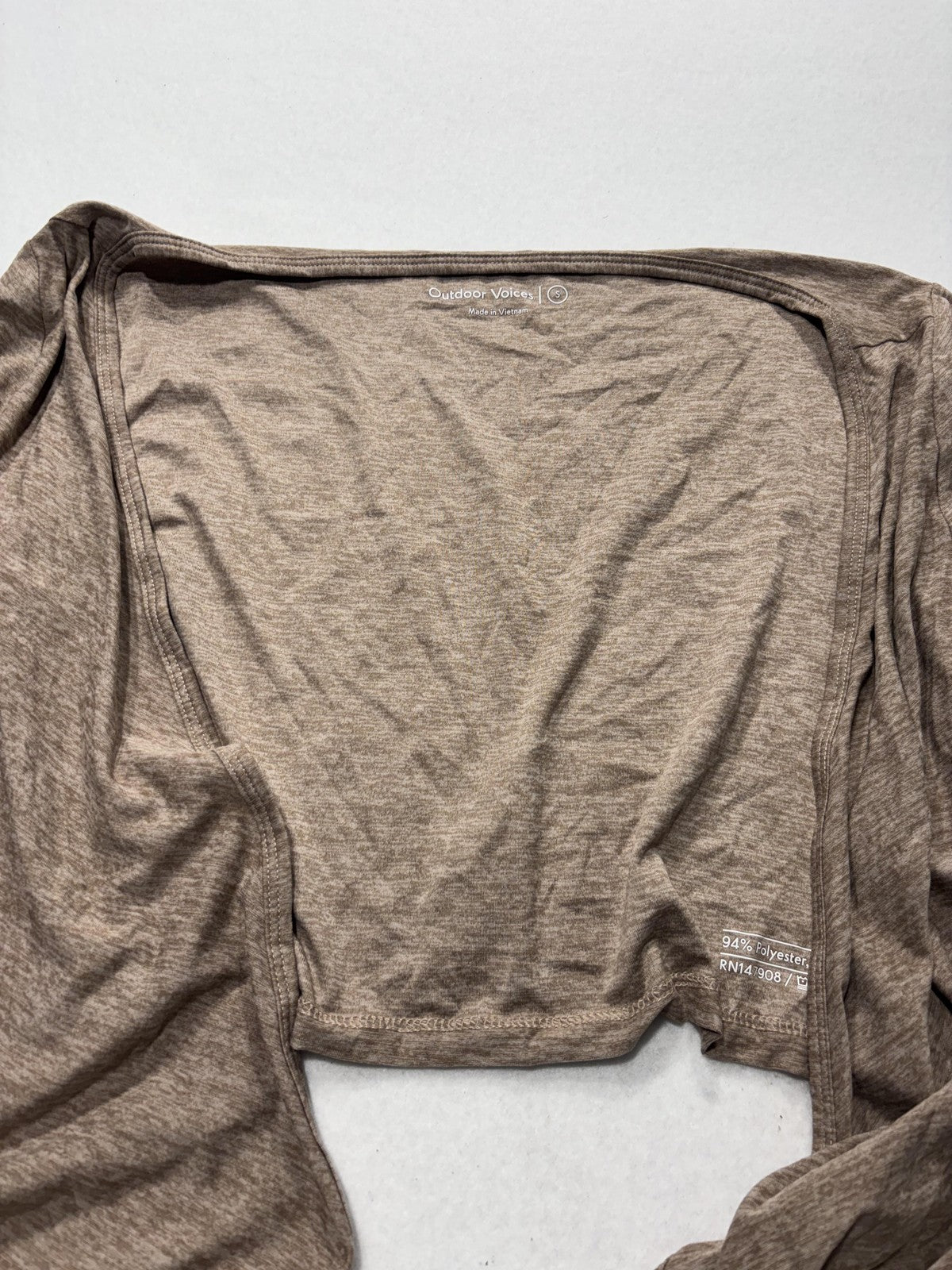 Outdoor Voices Top Womens Small Brown Tie Front Long Sleeve Cropped Wrap Yoga