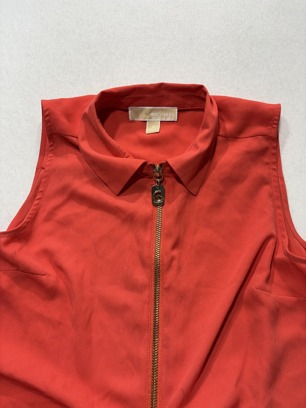 MICHAEL Michael Kors Blouse Womens Small Red Sleeveless Half Zip Tunic Top