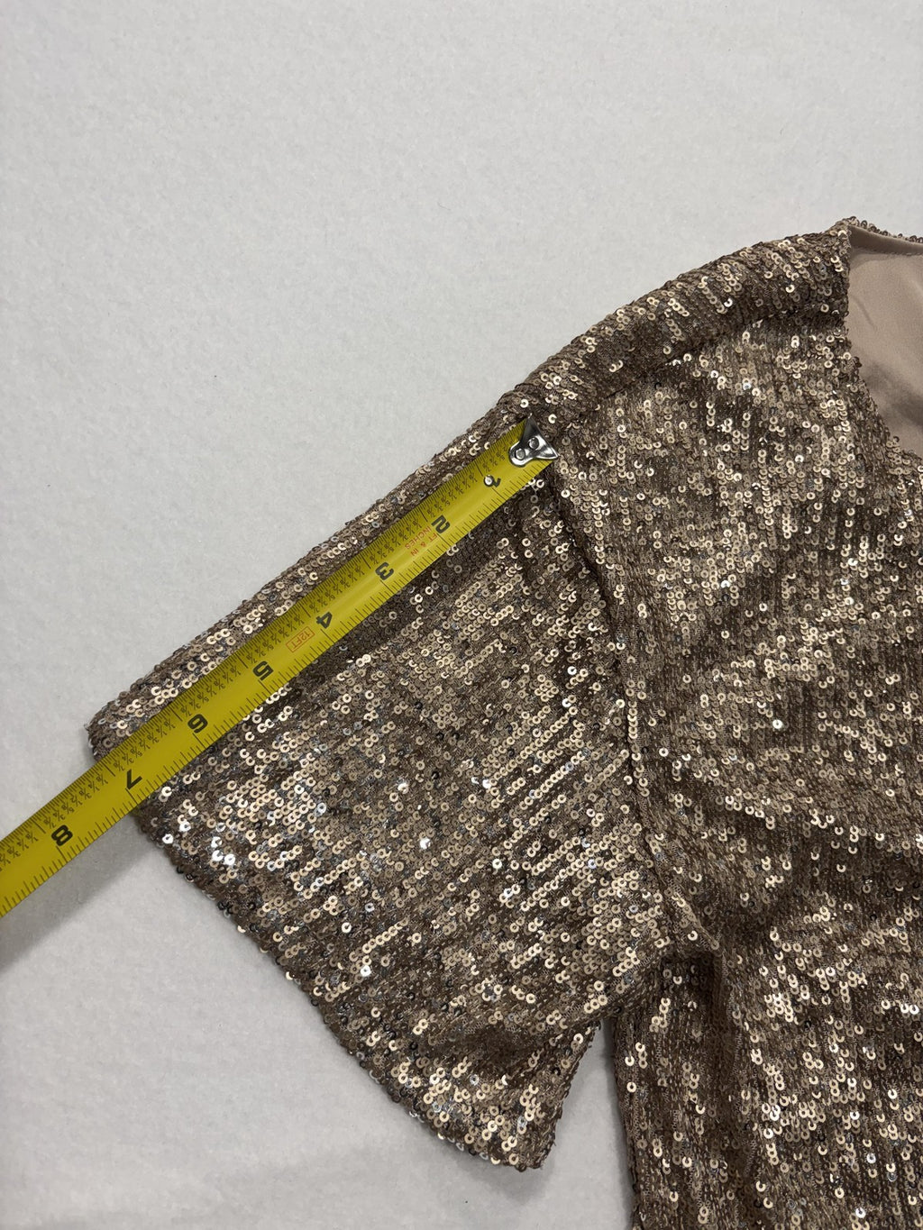 Cable & Gauge Blouse Womens Small Gold Sequin Short Sleeve Party Cocktail Top
