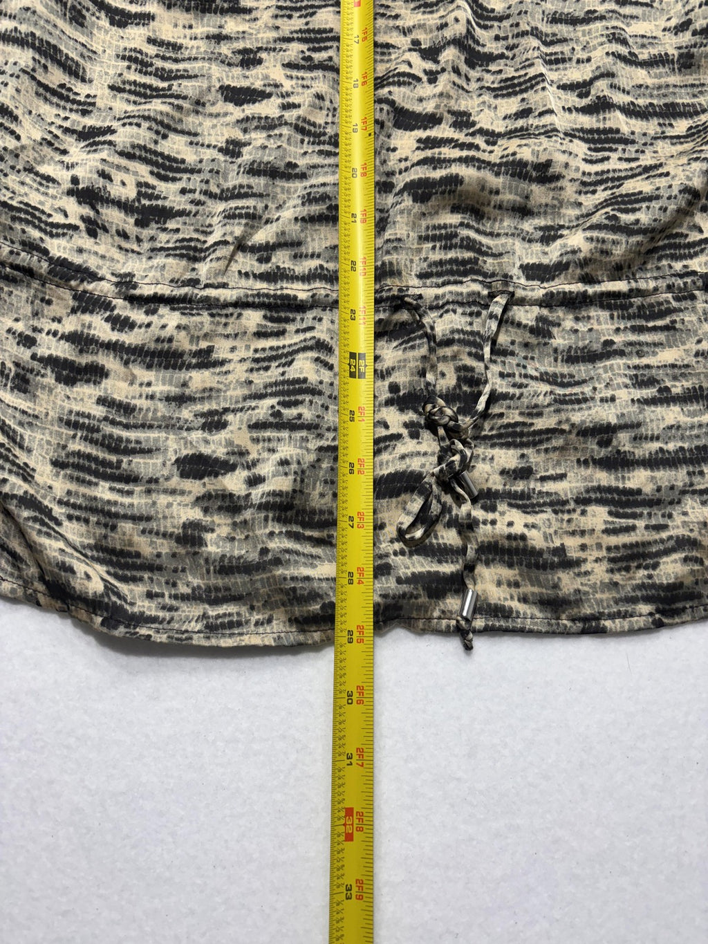 MICHAEL Michael Kors Top Womens L Beige Animal Print Tunic Henley Sheer Blouse