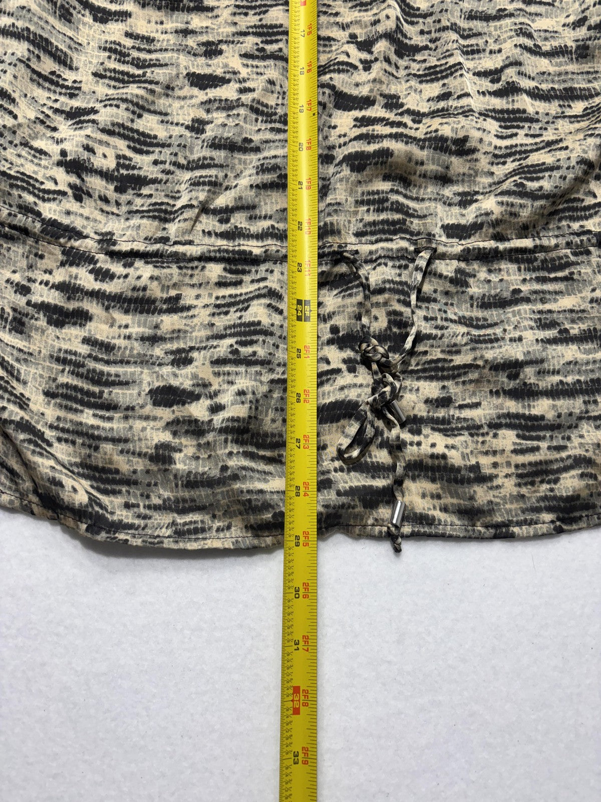 MICHAEL Michael Kors Top Womens L Beige Animal Print Tunic Henley Sheer Blouse