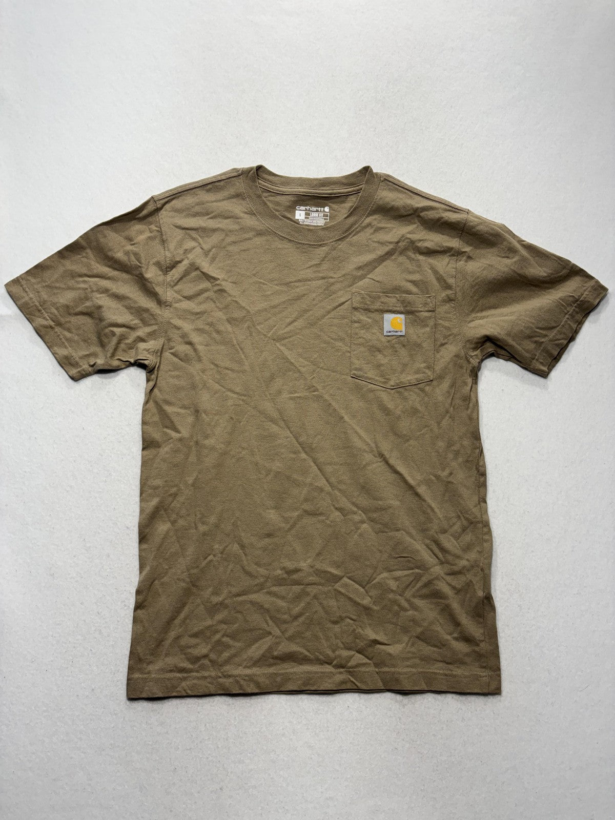 Carhartt Shirt Mens Small Beige K87 Loose Fit Pocket T-Shirt Short Sleeve