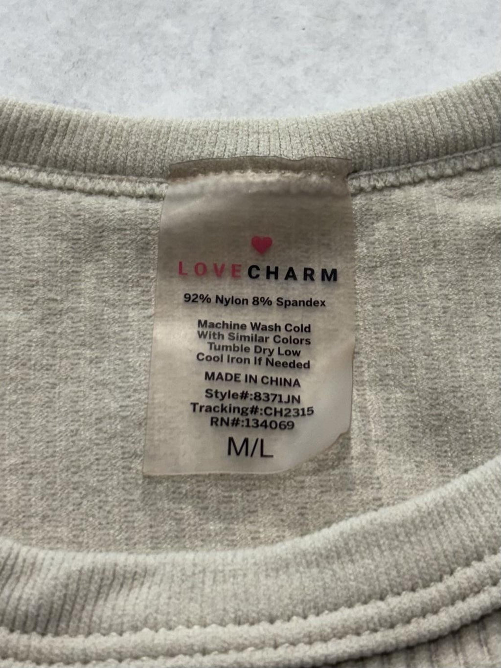 Love Charm Womens Medium Beige Ribbed Knit Tank Bodysuit Racerback Snap 8371JN