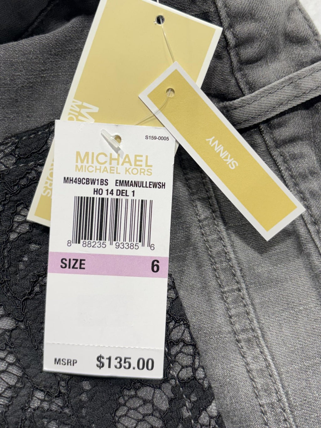 MICHAEL Michael Kors Jeans Womens 6 Charcoal Mid Rise Skinny Lace 30x29.5