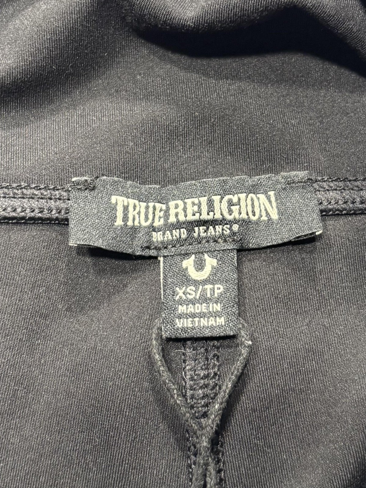 True Religion Leggings Womens XS Black High Rise Logo Ankle Stretch Athletic