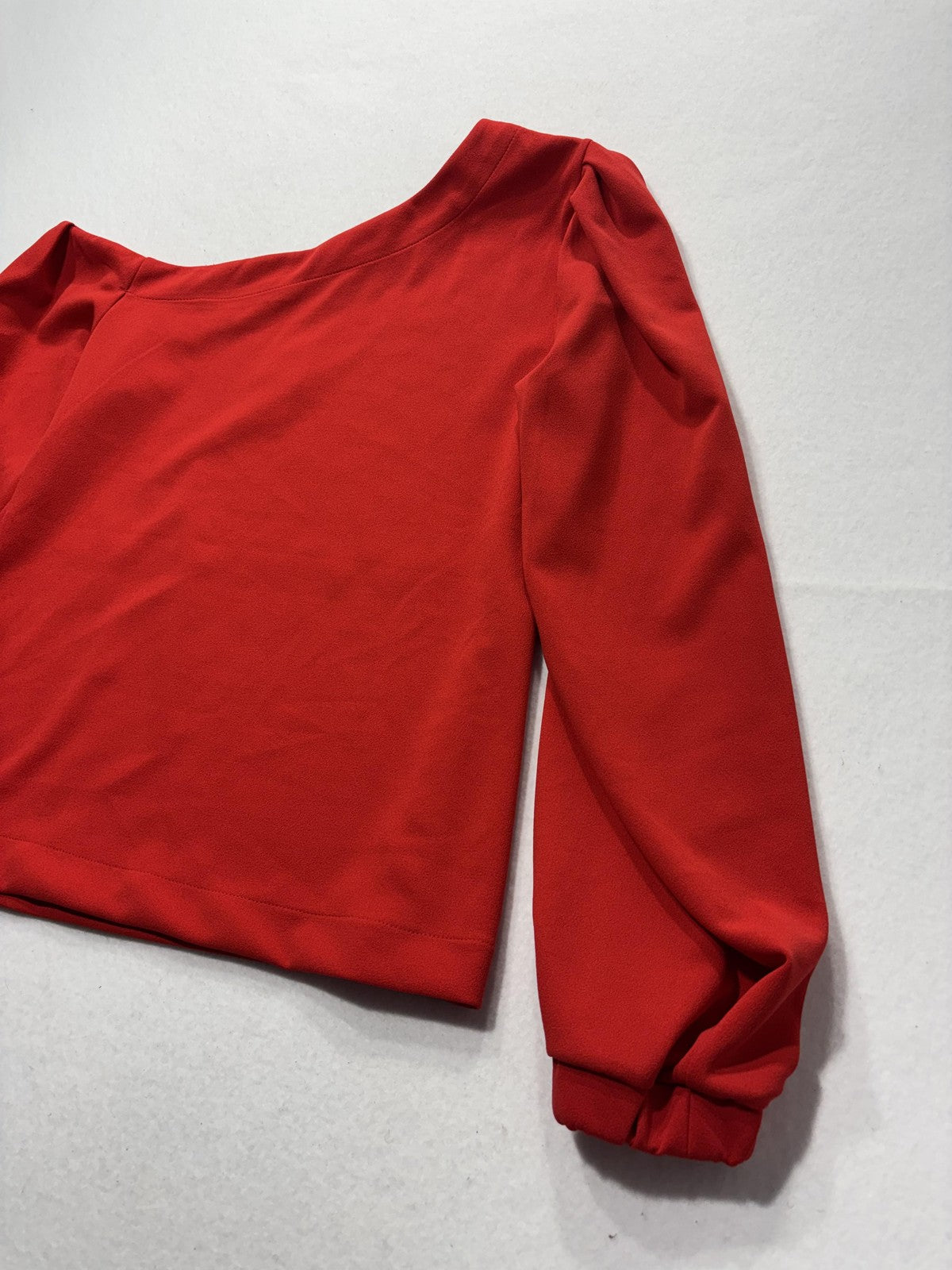 Banana Republic Blouse Womens S Red One Shoulder Long Sleeve Stretch Top Party