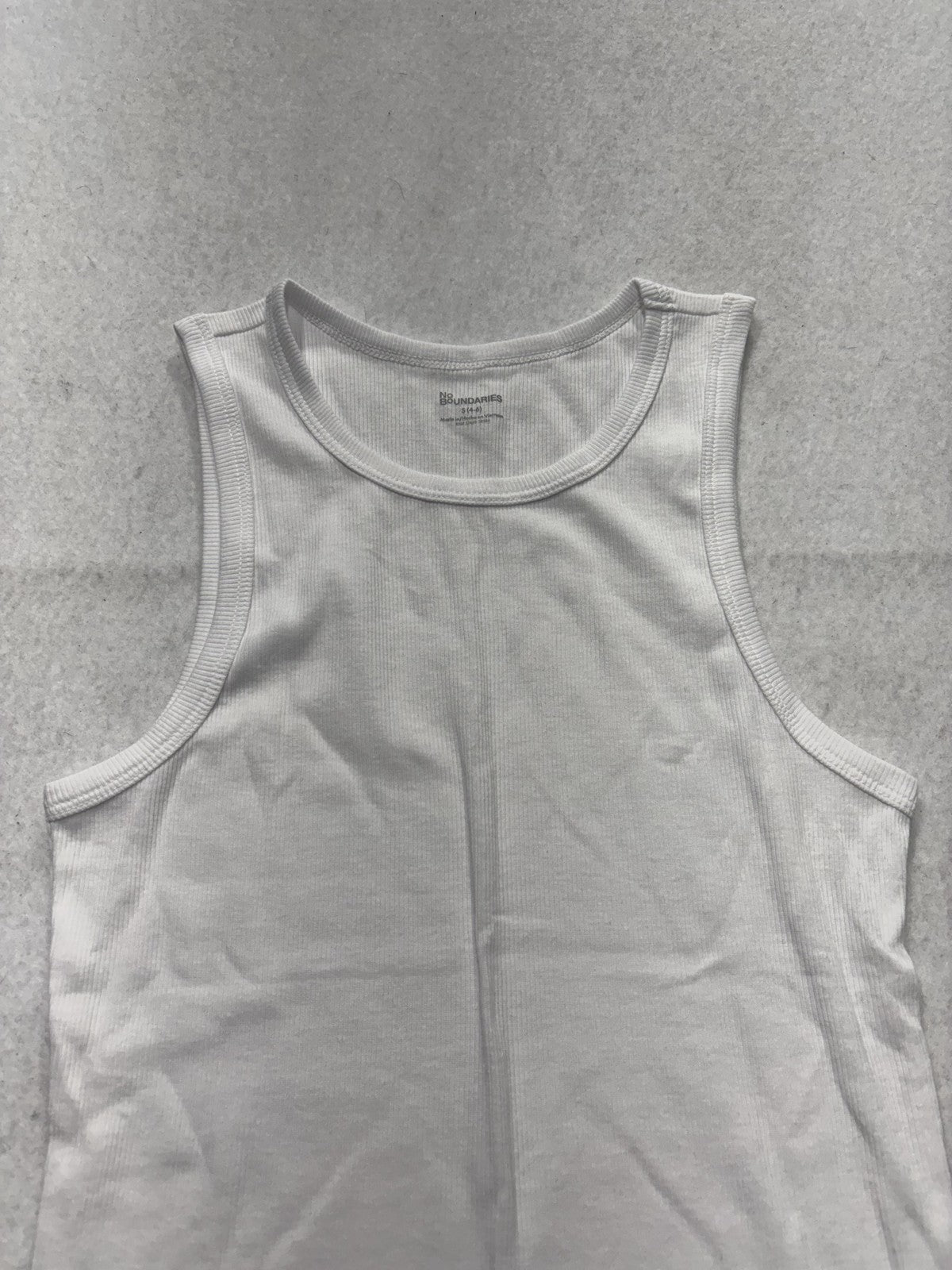No Boundaries Tank Top Juniors S White Ribbed Knit Scoop Neck Basic Stretch