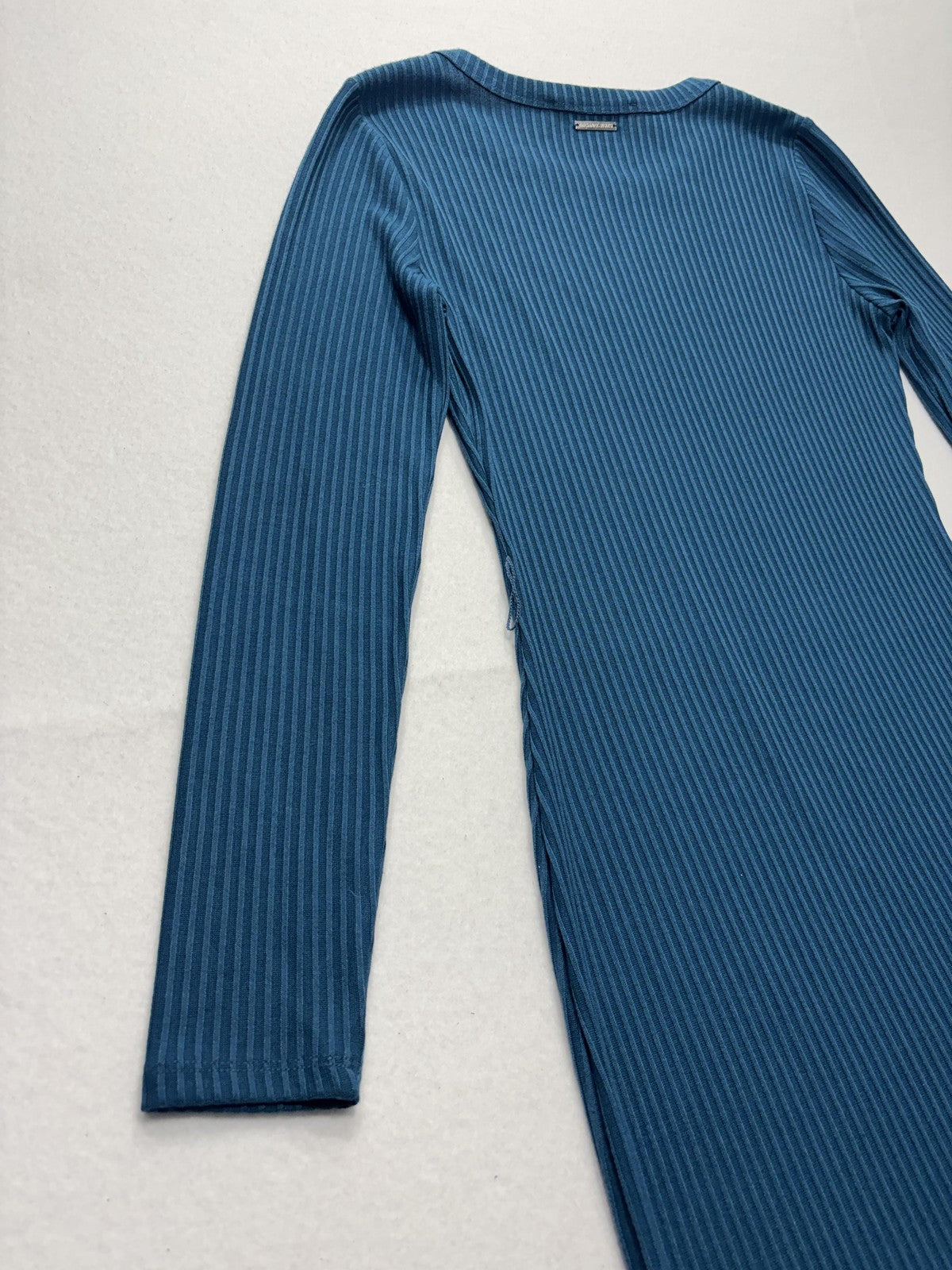 MICHAEL Michael Kors Dress Womens Small Blue Ribbed Long Sleeve Bodycon Midi