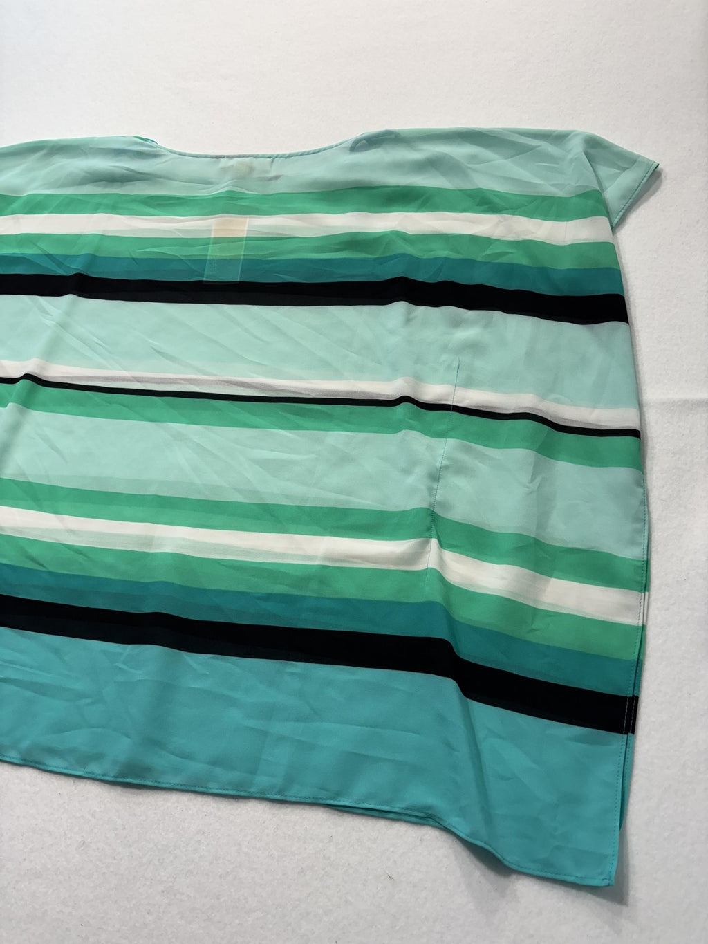 MICHAEL Michael Kors Blouse Womens S/M Blue Stripe Boat Neck Sheer Tunic Top