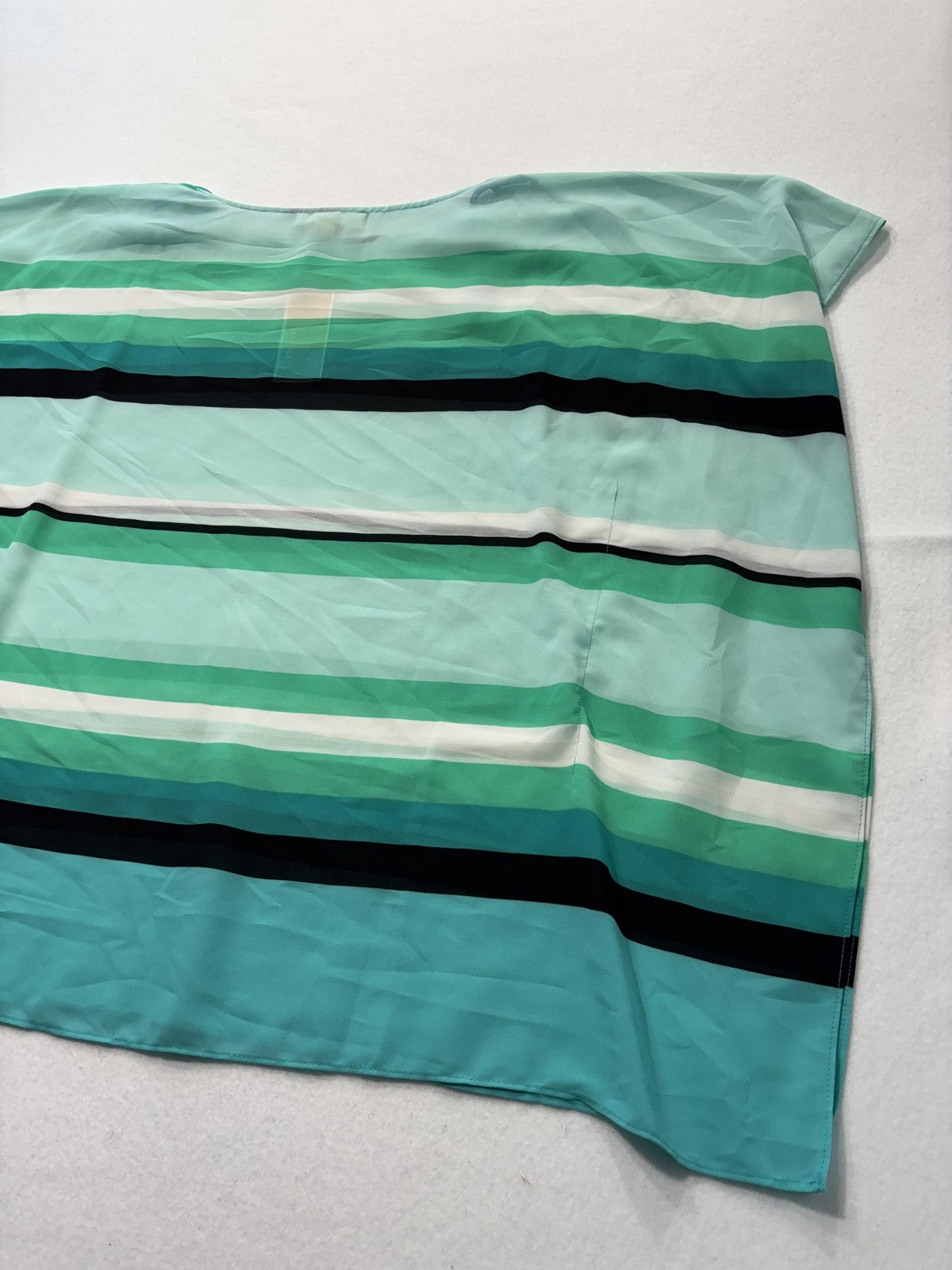 MICHAEL Michael Kors Blouse Womens S/M Blue Stripe Boat Neck Sheer Tunic Top