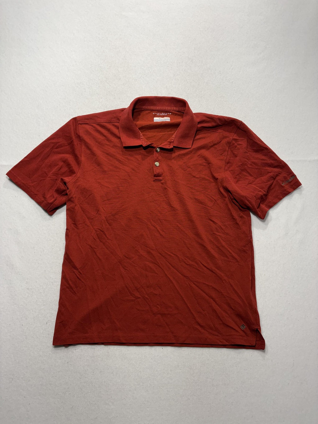 Columbia Omni-Shade Polo Shirt Mens Medium Orange Short Sleeve UV Protection