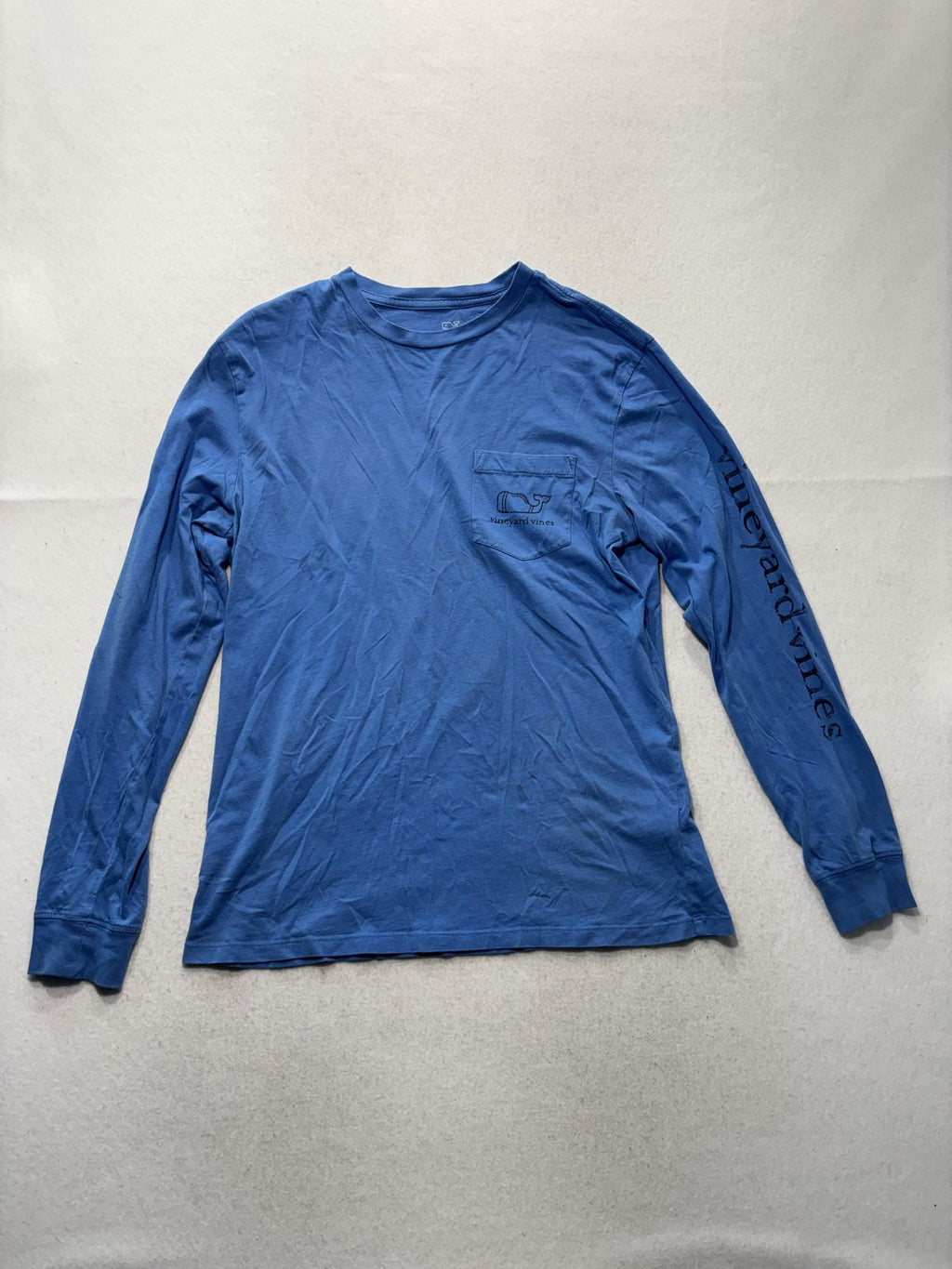 Vineyard Vines Shirt Mens Small Blue Long Sleeve Whale Logo Pocket Graphic Tee