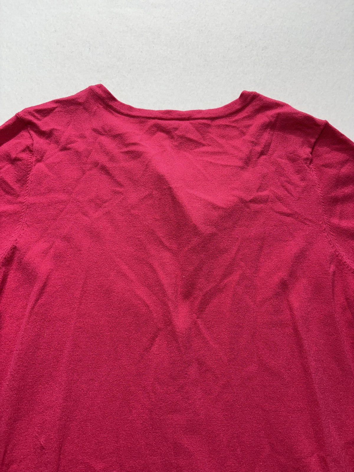 Ann Taylor Cardigan Womens Large Pink V Neck Short Sleeve Button Front Knit