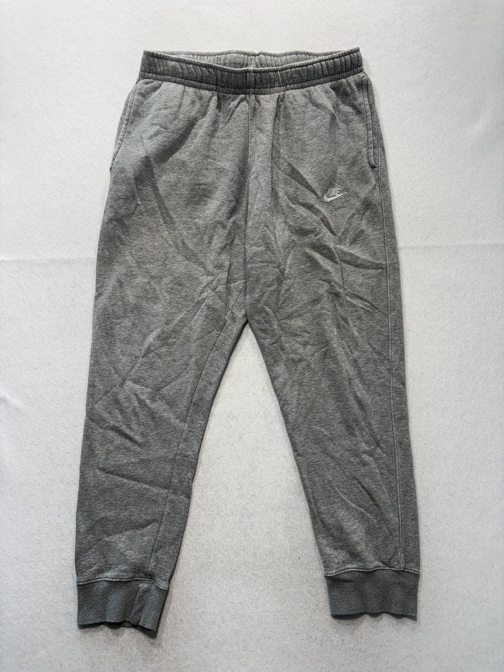 Nike Jogger Pants Mens Large Gray Fleece Elastic Waist Tapered Athletic Pockets