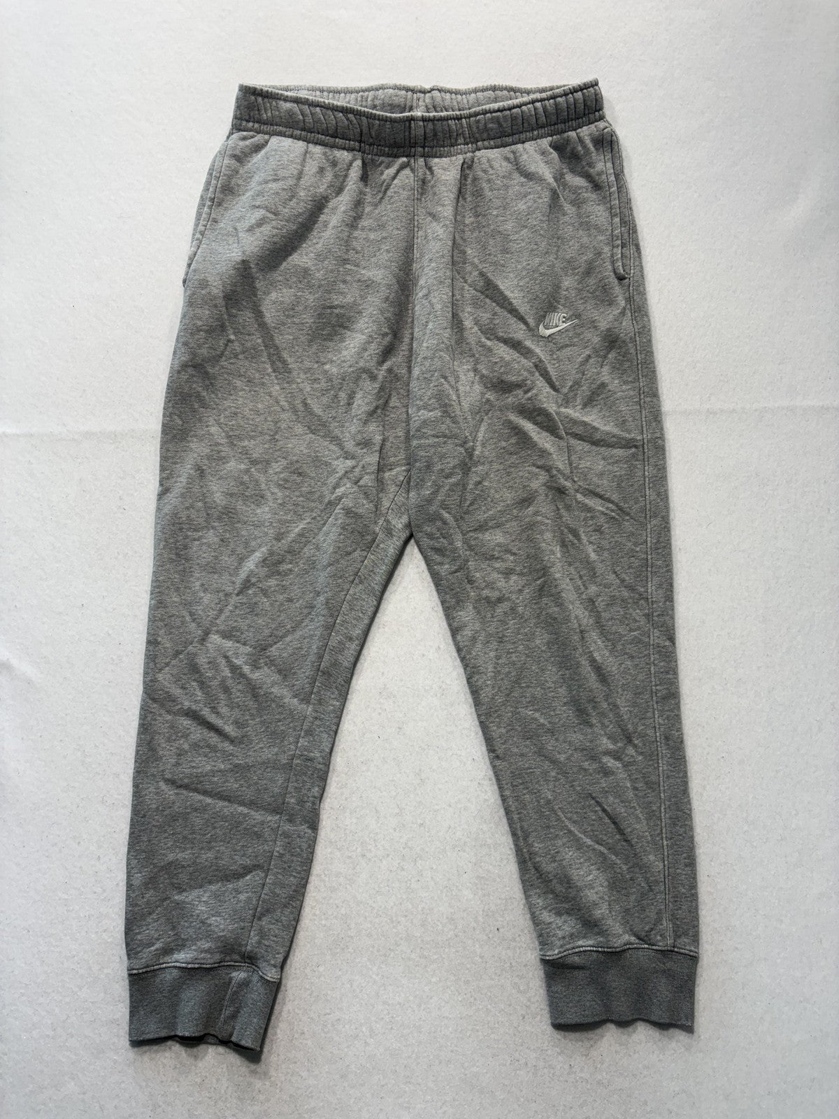 Nike Jogger Pants Mens Large Gray Fleece Elastic Waist Tapered Athletic Pockets