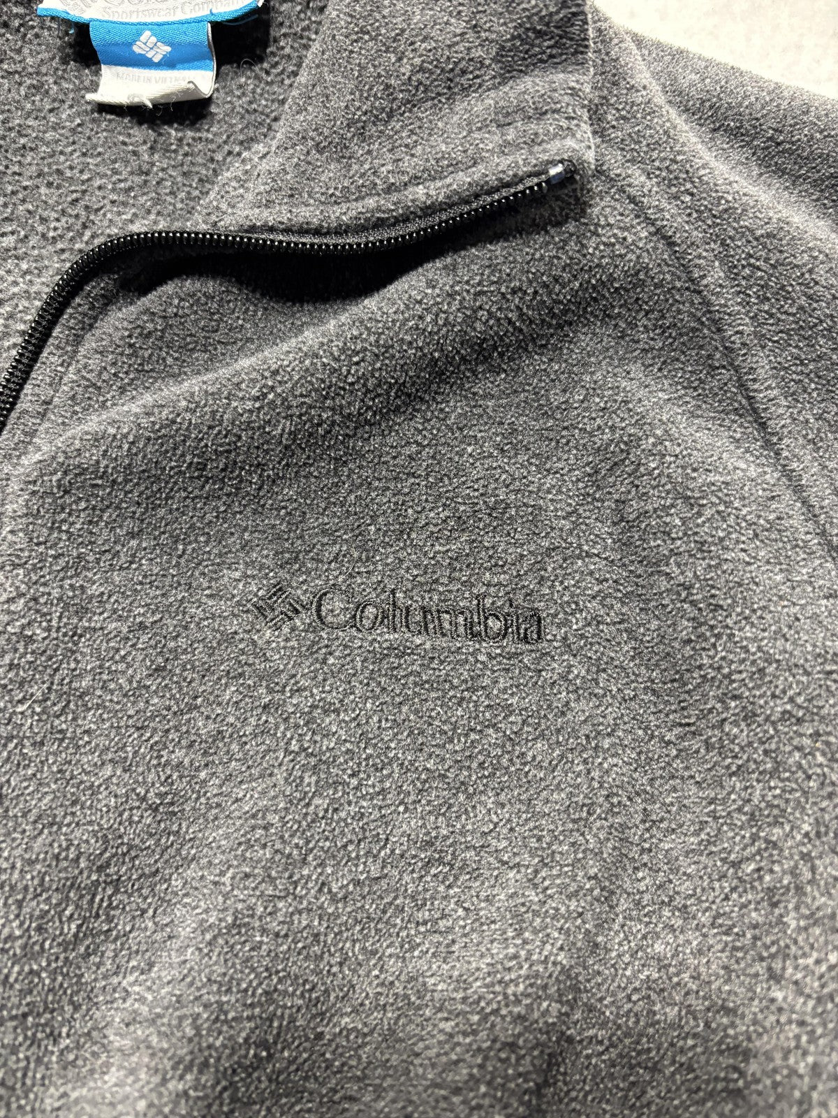 Columbia Jacket Womens S Gray Fleece Full Zip Stand Collar Pockets Soft Outdoor