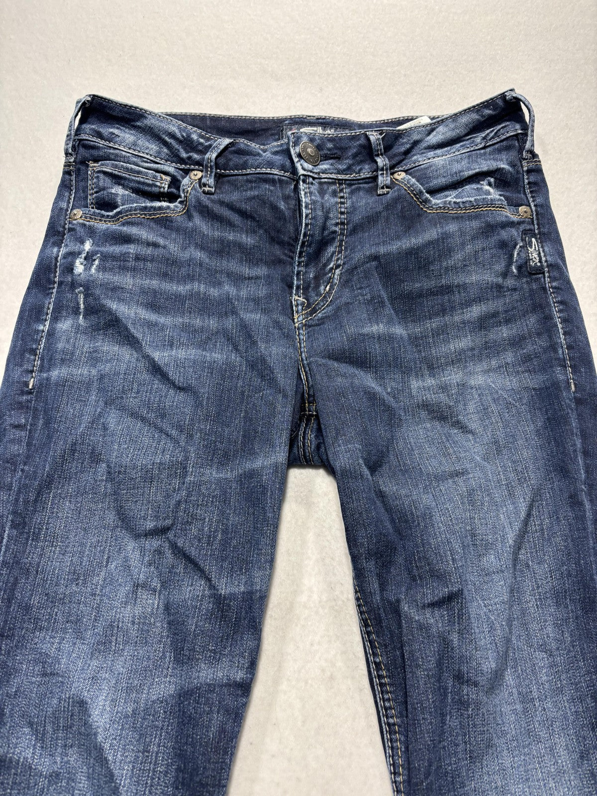 Silver Jeans Co Avery Ankle Skinny Jeans Womens 28 Blue Distressed 29x27