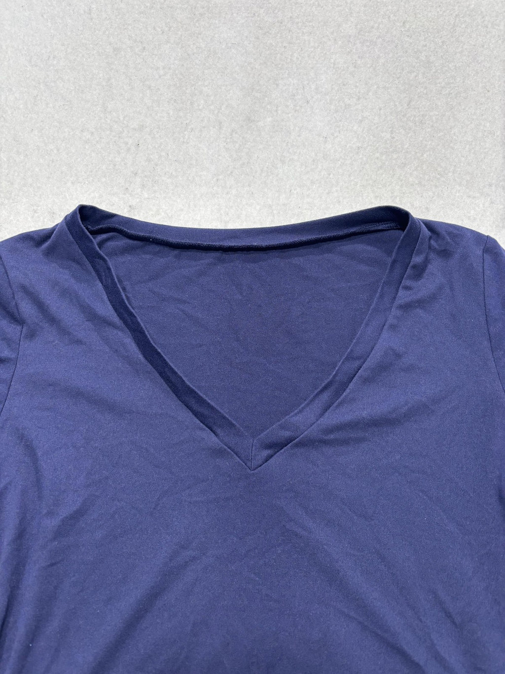 Blue V Neck Short Sleeve Stretch Tee Basic Casual Shirt Womens Medium C187VOV65