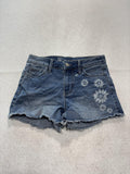 No Boundaries Shorts Juniors 3 Blue Denim Cut Off Floral Daisy Raw Hem Summer