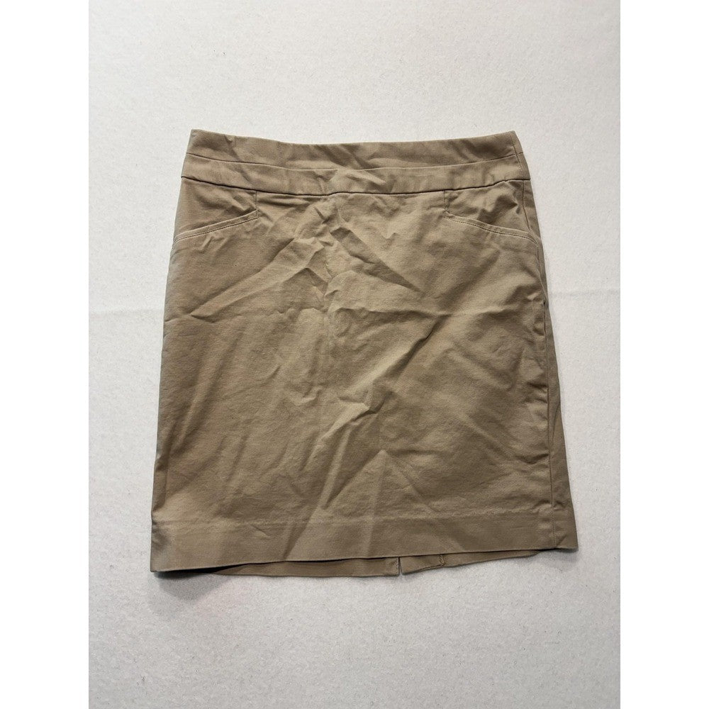 Banana Republic Skirt Womens 4 Beige Stretch Twill Knee Length Pencil Work
